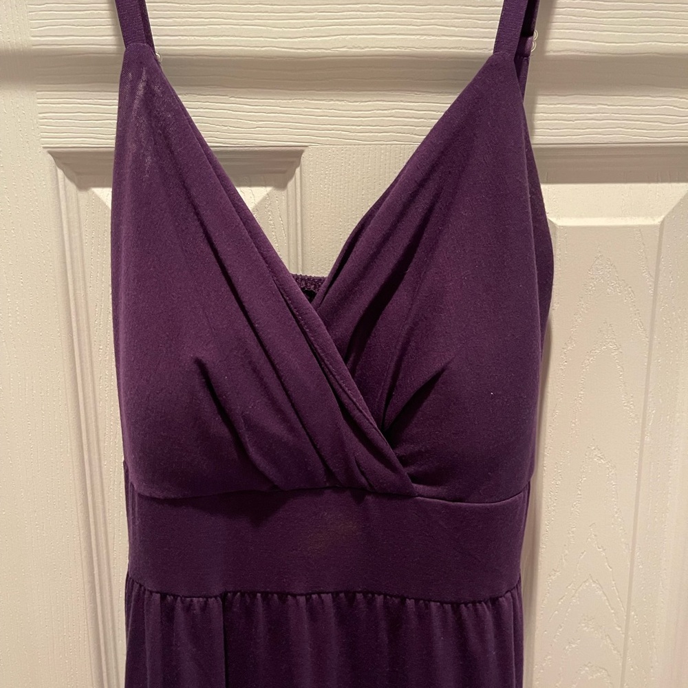 New Directions Deep Purple V-Neck Maxi Dress